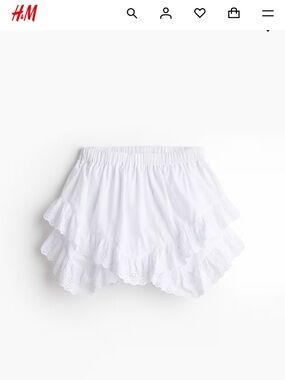 H&M Broderie Anglaise-Detail Tiered Skirt h & m white lace crochet ruffle mini